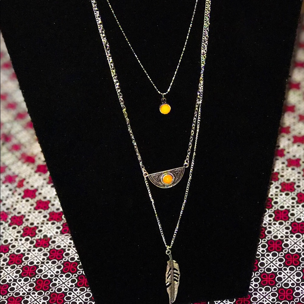 Pyramid orange necklace